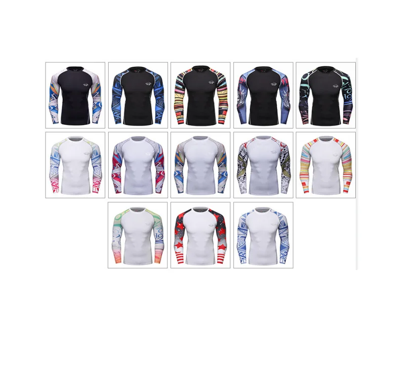 

3D printing GYM quick-drying printed tights long sleeve compression running men muscle training T-shirt, In available