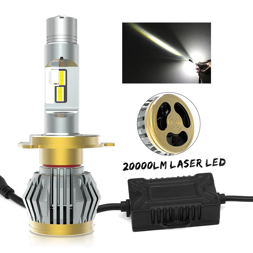 1 Lux@630 meter 16000 Lumen Super Bright luz bombillo luces focos led h7 h4,High Power 9005 9006 H11 H4 H7 Laser led headlight