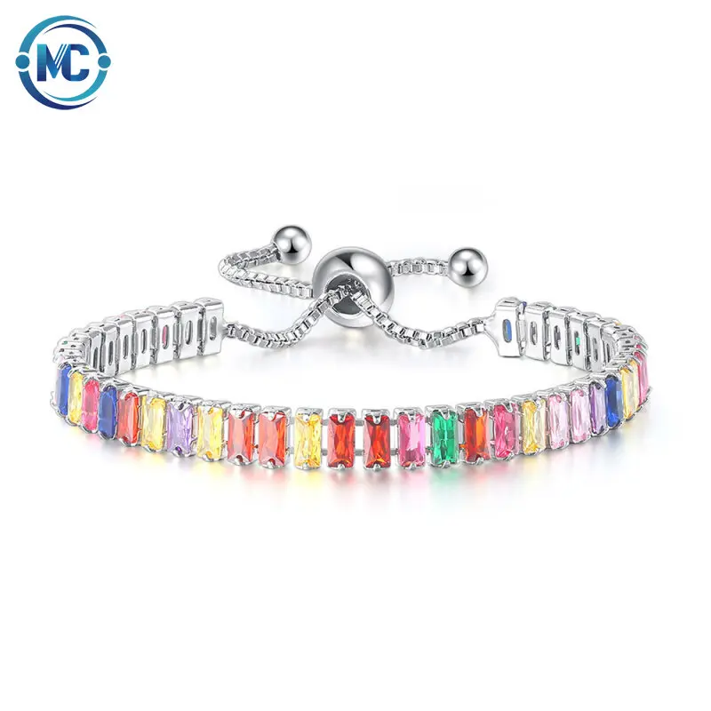 

2021 Multi Cubic Zirconia Tennis Bracelet Women Adjustable Charm for women