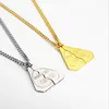 Junjiang SN0122 hot sale two pieces set triangle forever pendant for lovers 316 stainless steel triangle necklace