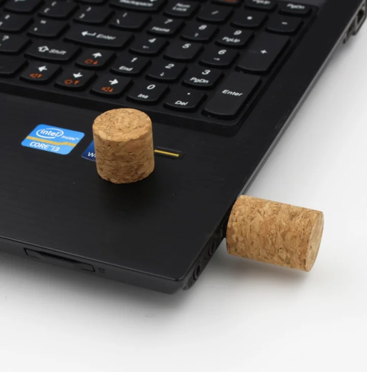 Wooden Cork USB Flash Drive Plug Pendrive 8GB 64GB Memory Stick Logo with Keychain - ANKUX.COM