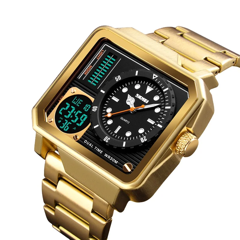 

SKMEI 1392 Luxury Brand Water Resistant sport digital watch Stainless Steel Analog Digital Watches Relojes for Men