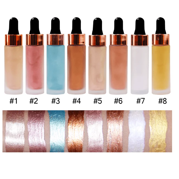 Oem Wholesale 8 Colors Lightweight Vegan Cosmetics High Pigment Custom Vendor Liquid Pravate Label Makeup Highlight Highlighter