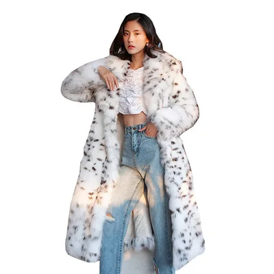 

wholesale winter Women's hooded fur jacket women long sleeve long trench solid color faux fur coat plus size womens coats