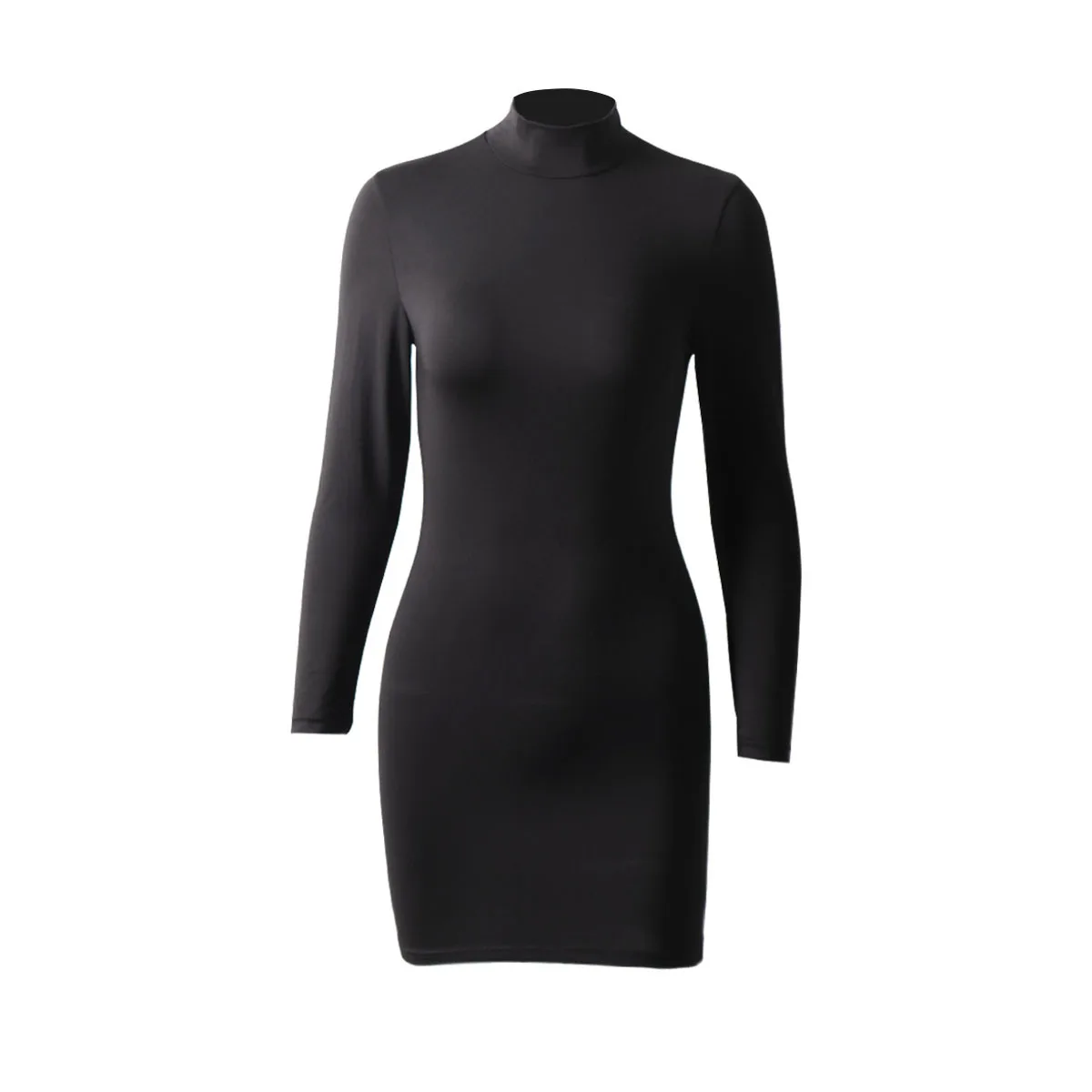 

2021 new high neck long sleeve sexy slim fit hip dress