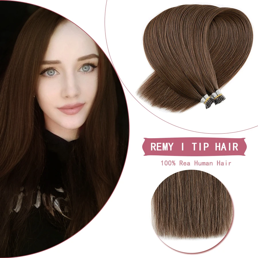 

Neitsi I Tip Remy Human Hair Extensions Straight Double Drawn Pre bonded Stick Tip Hair Pre-Bond Natural Hair Extensions