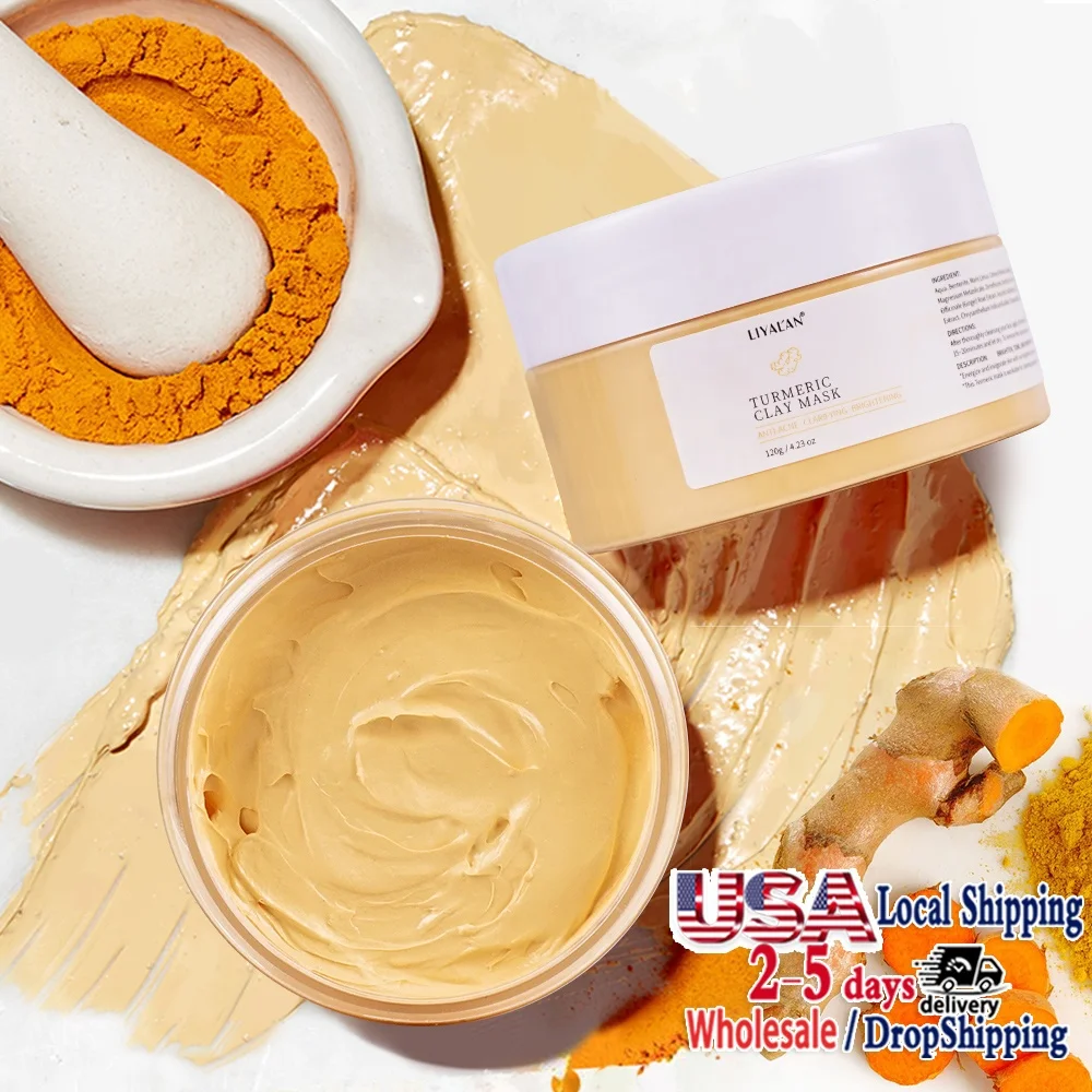 

Factory Supply Vitamin C Tumeric Natural Betonite Mud Face Whitening Anti Aging Acne Turmeric Clay Mask