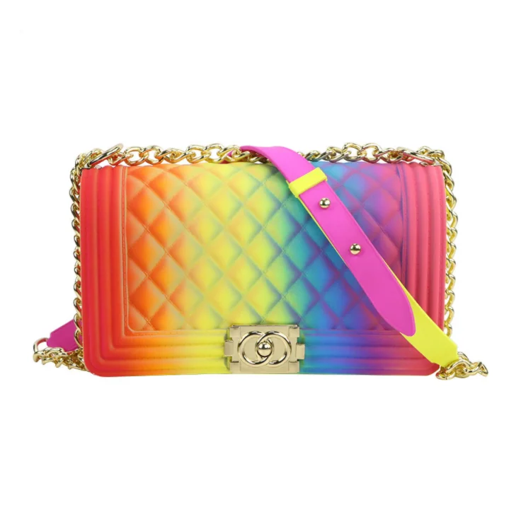 

Fashion women jelly bag purse ladies bag with chain colorful PVC handbags for girls women, 16
