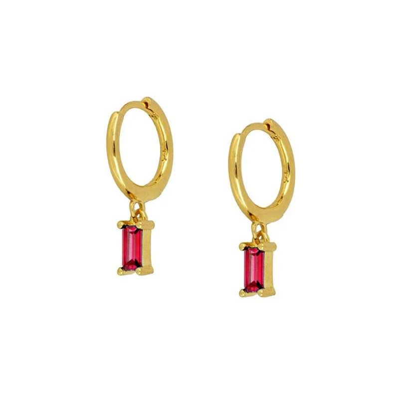 

QIANZUYIN New Product Earrings Silver 925 Sterling Zircon Hoop Earrings Gold For Women Girl, 18k gold
