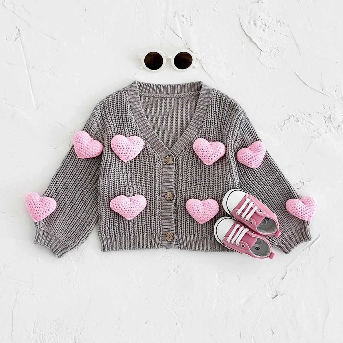 Baby Girls Autumn Winter Long Sleeve 100% Cotton Breathable Sweater Cardigan Jacket Newborn Love Soft