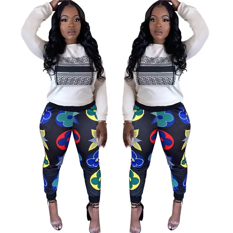 

Fashion Ladies Sweat Pencil Trousers Bottoms Print Casual High Waist Long Track Women Jogger Pants, Picture