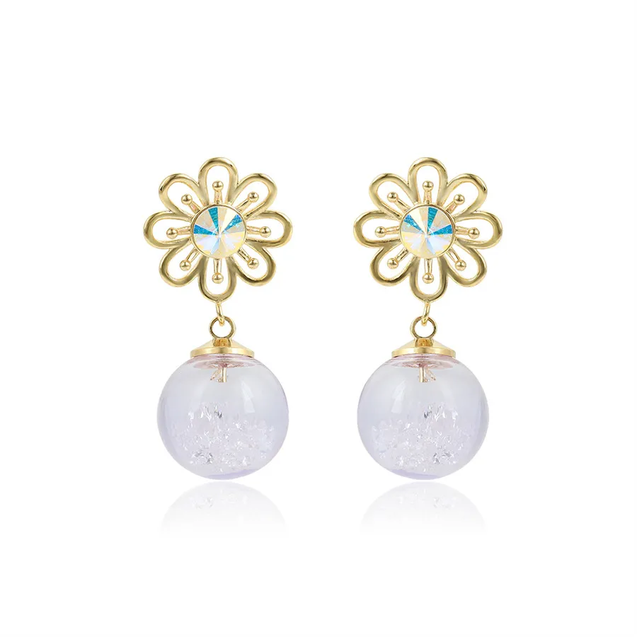 

E-710 Xuping Jewelry Fashion, Elegance and Simple INS Flower Shape Small Bulb Crystal 14K Gold Earrings