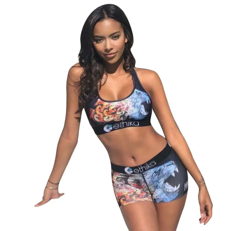 

Ethika Women Sexy Two Piece Outfits Sports Sets Elastic Bodycon Swimming Shorts Sets Clothing Women Ethika short set for woman