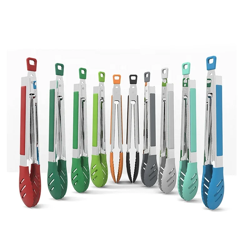 

Heavy duty kitchen accessories multifunctional serving stainless steel cooking kitchen silicone food tongs