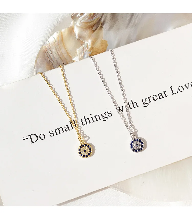 

Fashion Jewelry Blue Crystal Evil Turkish Eyes Necklace Silver Rose Gold Chain Eye Pendant Necklace, Picture