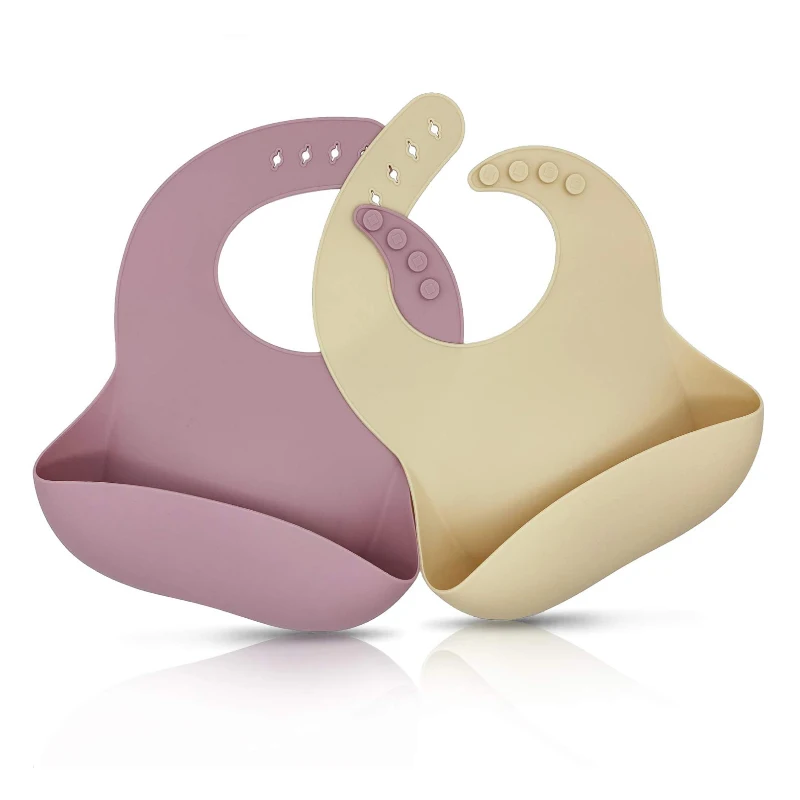 

Silicon Baby Feeding Bib Soft Durable Silicone Baby Bibs Easy To Clean Adjustable Baby Bibs, 5 color