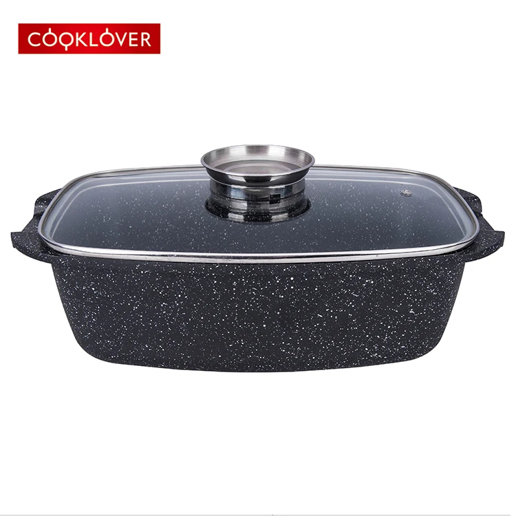 
cooklover 32cm die cast aluminum marble coating induction bottom roster pan  (62419659043)