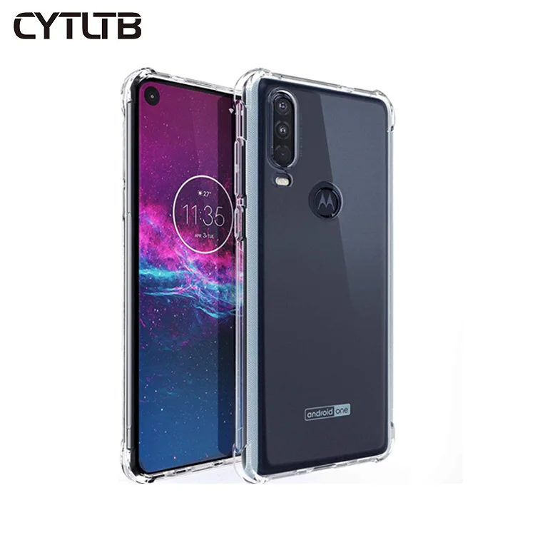 

For Moto One Action Case , Clear Transparent Reinforced Corners TPU Flexible Cell Phone Cover for Motorola One Action / P40