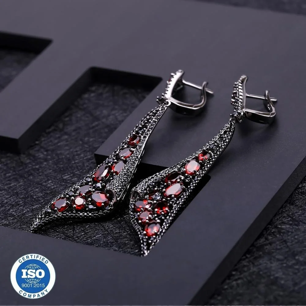 

Abiding Custom Craftship Earring Jewelry Natural Red Garnet Gemstone Earring 925 Sterling Sliver Vintage Women Wedding