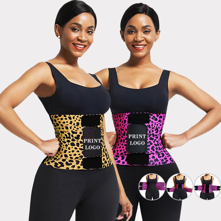 

Latest Design Red Leopard Print Neoprene Waist Trainer Women Waist Tummy Trimmer Slimming Belt