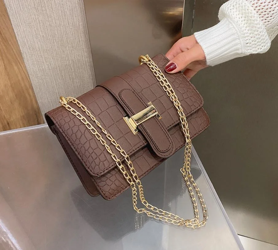 

Wholesale chain retro crocodile pattern shoulder bags women square hand bags luxury purses crossbody handbags, Customizable