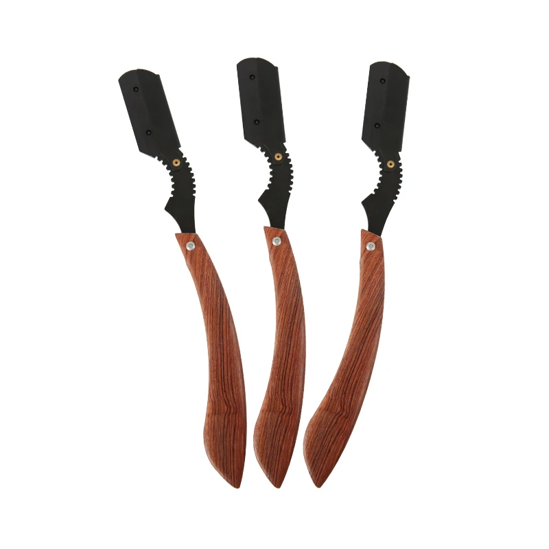 

High quality salon beard razor facial clean solid wood handle blade for barber shop, Transparency