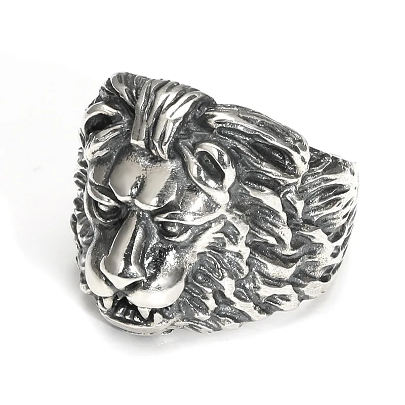 

Wholesale S925 Sterling Silver Lion King Ring For Men Exaggerated Punk Hip Hop Tail Ring Jewelry