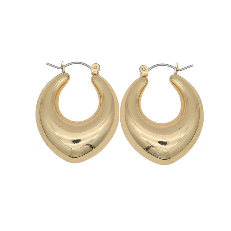 

Fashion Japanese And Korean Style Acrylic Oval Gold Plated Hoop Earrings