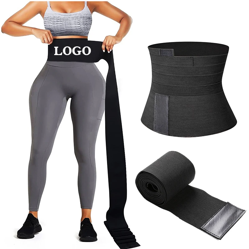 

Dropshipping stomach tummy trimmer waist wrap bandage lose weight body shaper belly trainer wraps band belts with loop