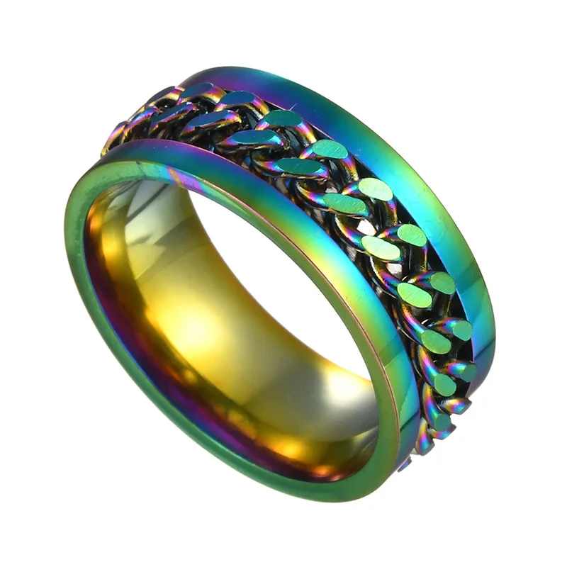 

Smooth Hematite Magnet Ring Jewelry Women Wholesale Fidget Finger Rainbow Hemitited Hematite Ring, Colorful