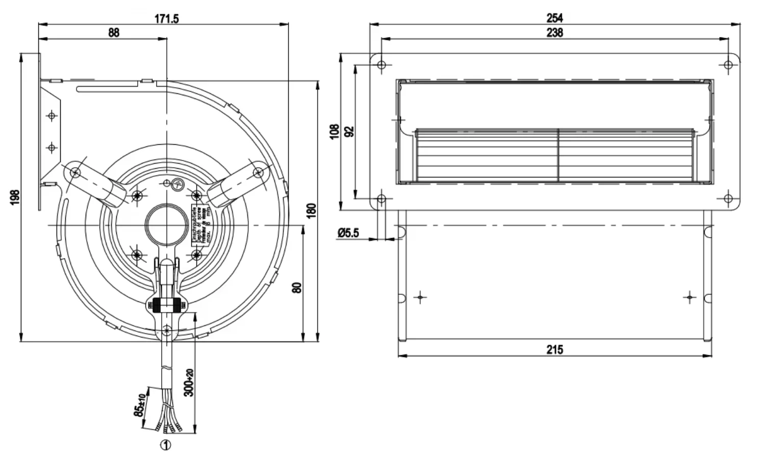 Centrifugal Fan, D2E133-AM47-80, 230V, 190W, 133mm - detail 10