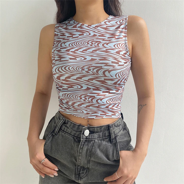 

DUODUOCOLOR New style summer water ripple crop sexy vest women fashion women party wears trendy tops D97877