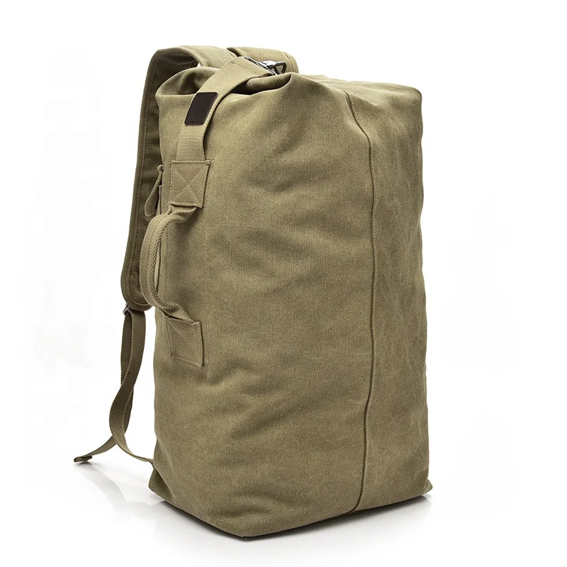 

New Large Capacity Rucksack Man Travel Bag Mountaineering Backpack Male Luggage Canvas Bucket Shoulder Bags, Army green