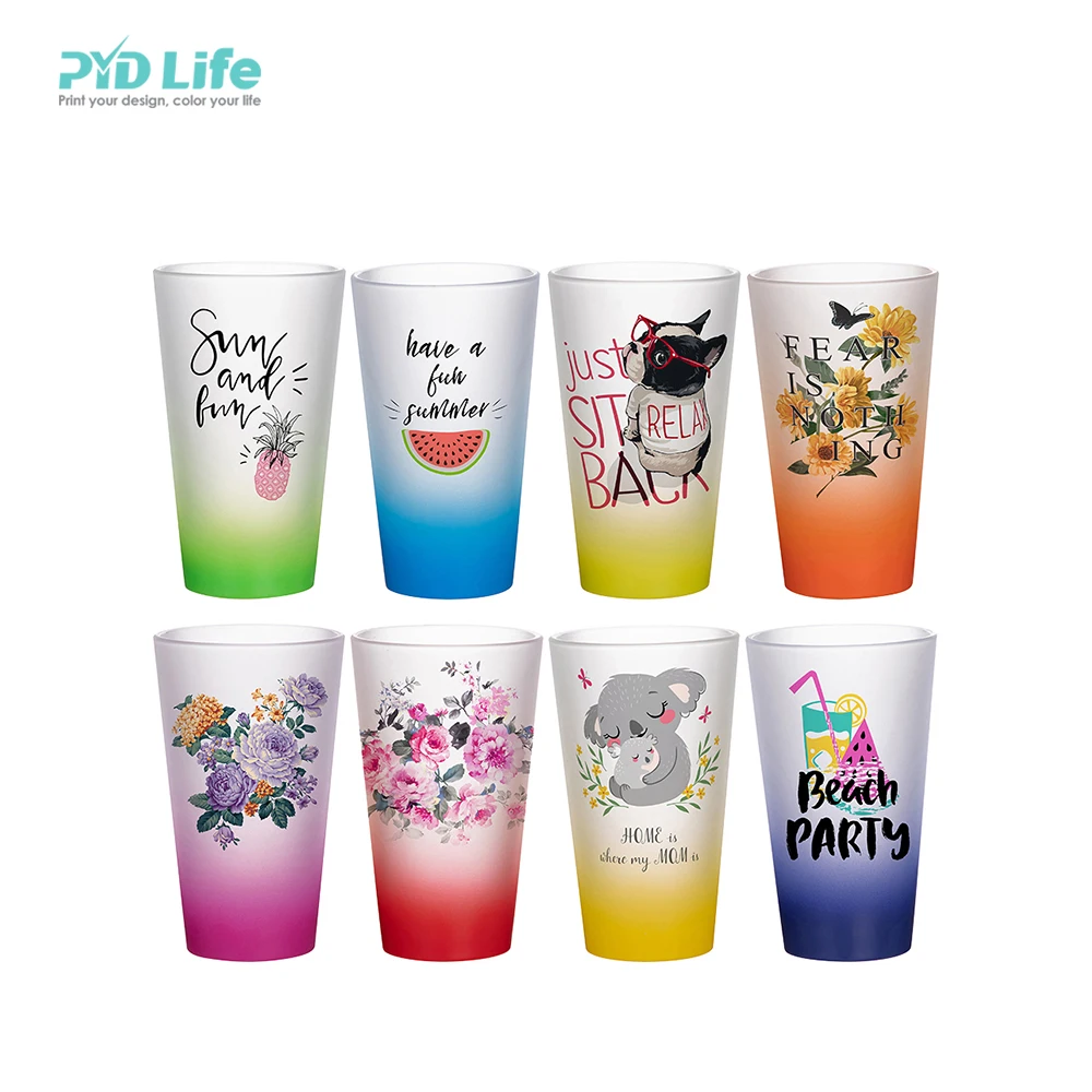 

PYD Life Wholesale 17oz 500ml Sublimation Glass Gradient Color Mug Custom Tumbler Cup Logo Blank Sublimation Tumbler, Colored