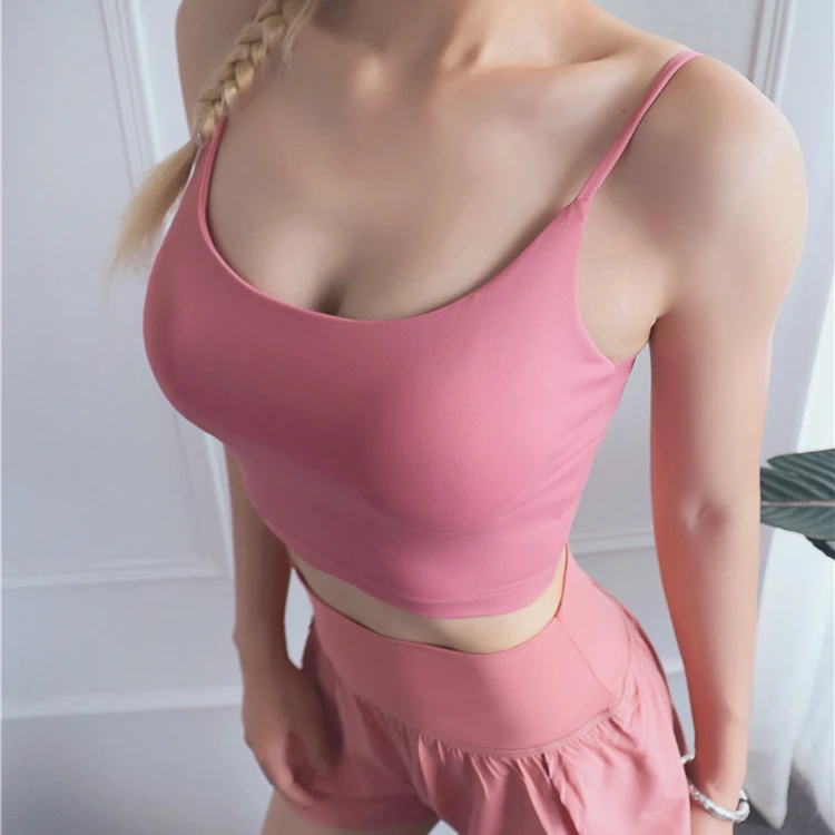 

New Online Cross Sling Seamless Padded Tops backless Solid Tank Ladies women sexy active wear womens gym wear