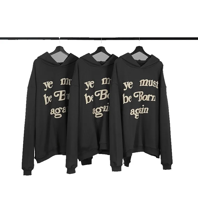 

3D Foaming Printing Hoodie Men hoodies YE MUST BE BORN AGAIN Pullovers