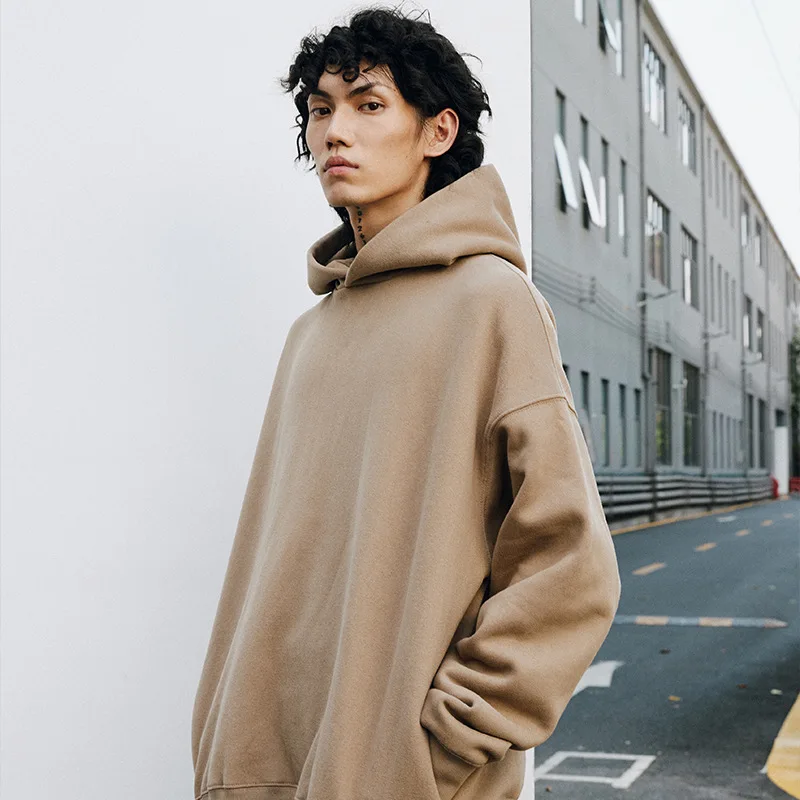 

100% Cotton Solid Color Hip Hop Blank Oversize Drop Shoulder Casual Hoodie Men, Multi