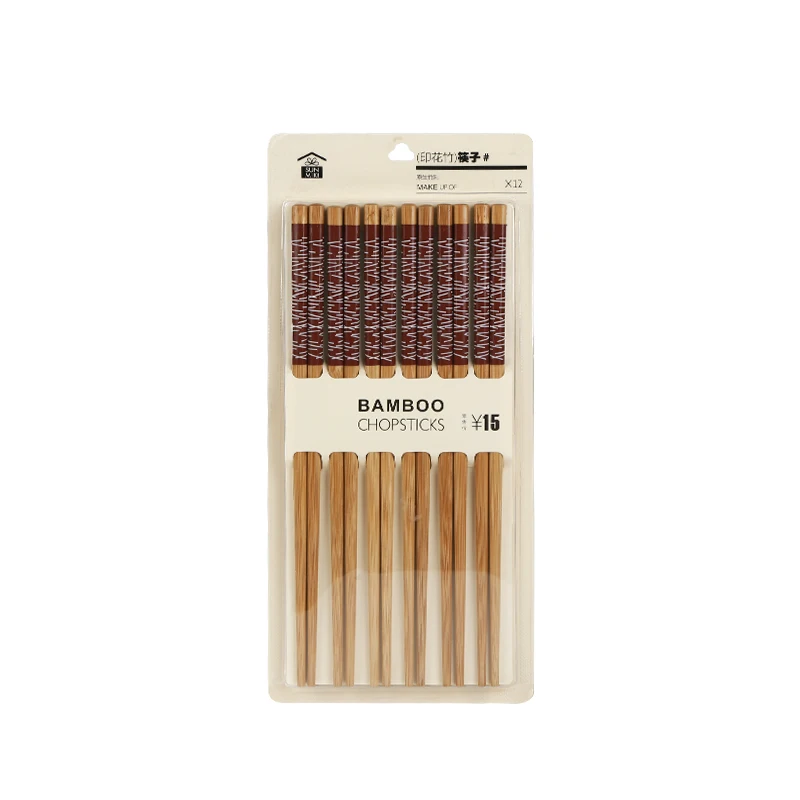 

Custom printed 100% natural reusable Wooden bamboo lacquer-free Chopsticks