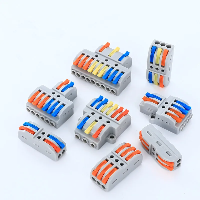 

Compact Lever Nut Wire Conductor Quick Terminal Block 223 spl-3 3 in 3 out Circuit Inline Splice push fast wire connector