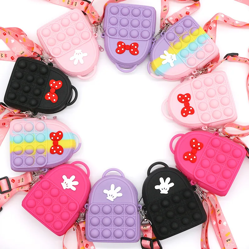 

HY052 New Silicone Shoulder Cute Messenger Bag Small Backpack Pop Purse For Girls Fidget Shoulder Bags