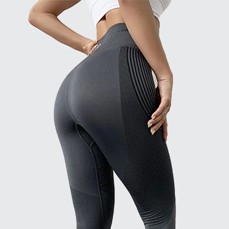 

OEM/ODM Seamless Sports Pants Girl's GYM Leggings High Elastic Fitness Leggings Women High Waist Yoga Pants Leggings, Black pink gray