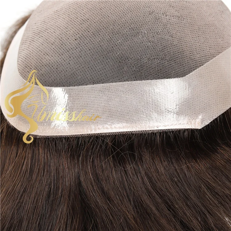 Popular Brazilian Hair Toupee Human Hair Men Ultra-Thin Skin Swiss Lace 0.02-0.03mm V-looped Brazilian Hair