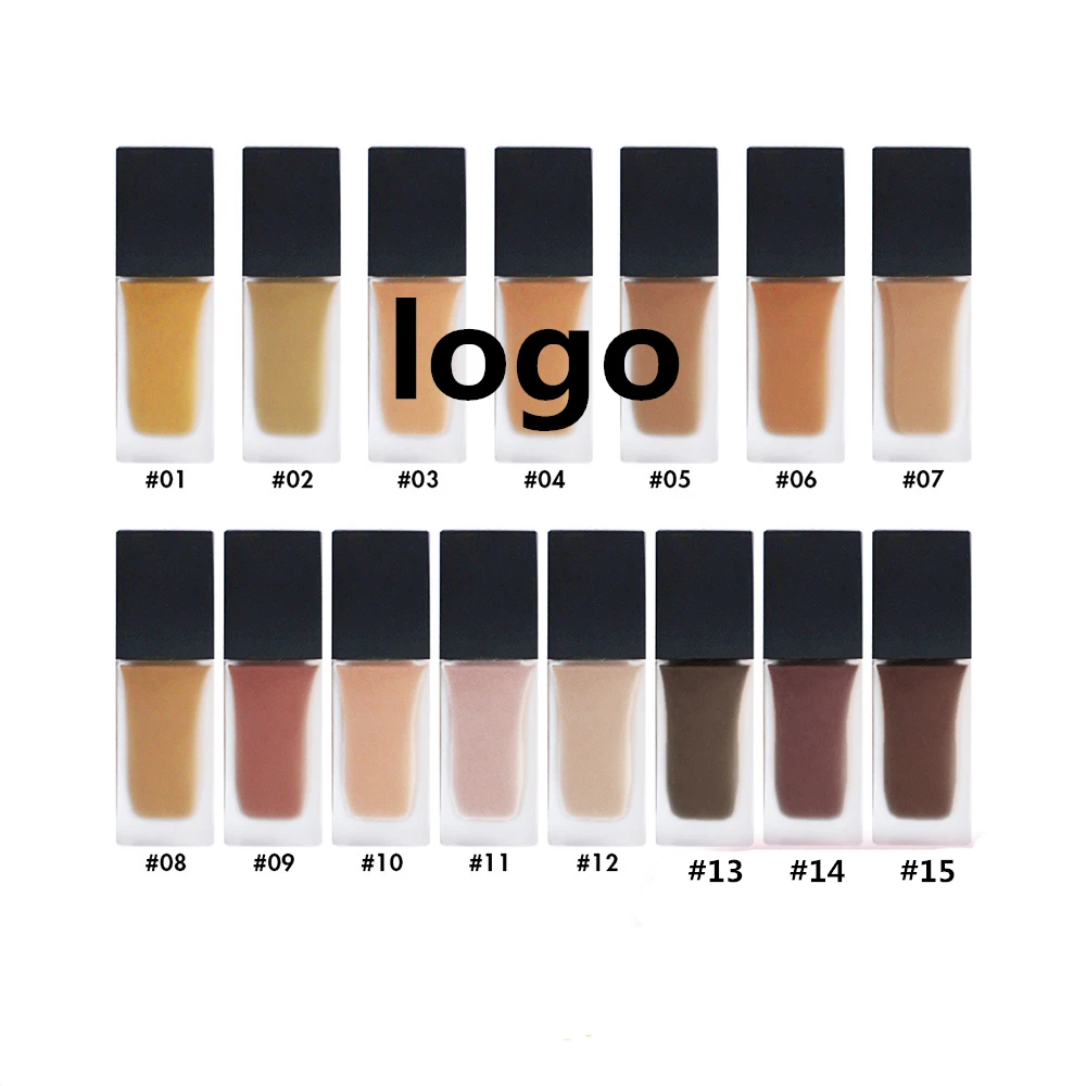 

2021 New Custom Logo Makeup Foundation Mineral Sunscreen Waterproof Private Label Full Coverage Oil Free Liquid Matte Foundation