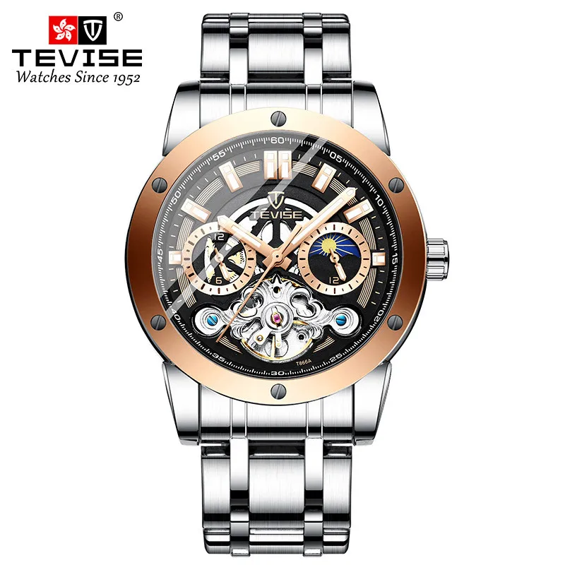 

Skeleton Automatic Mechanical Watches For Men Wrist Watch Stainless Steel Tourbillon Watch Reloj De Pareja, Optional