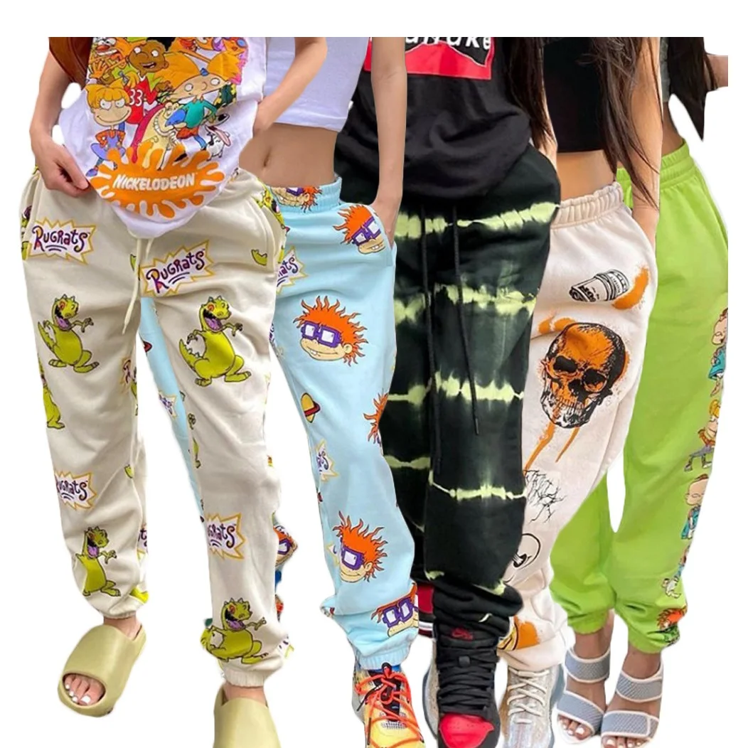 

2021 New Arrival Plus Size Pants Cute Cartoon Printed Streetwear Women's Loose Pants Jogger Women Pants, Picture