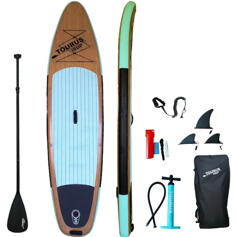 

Hot sale 9'-14' water play equipment bamboo inflatable paddle board stand up paddle board inflatable wood paddle boards kit, Color
