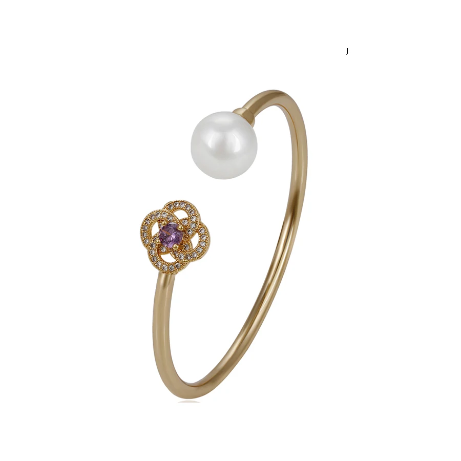 

51758 xuping latest gold jewelry designs ,fashion elegant pearl bangle, Dark blue;ruby;violet