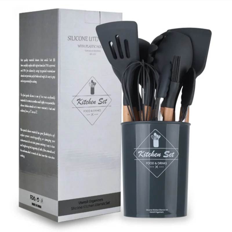 

Customized Top Seller Silicone Stainless Steel Kitchen Utensil Sets Cooking Tools