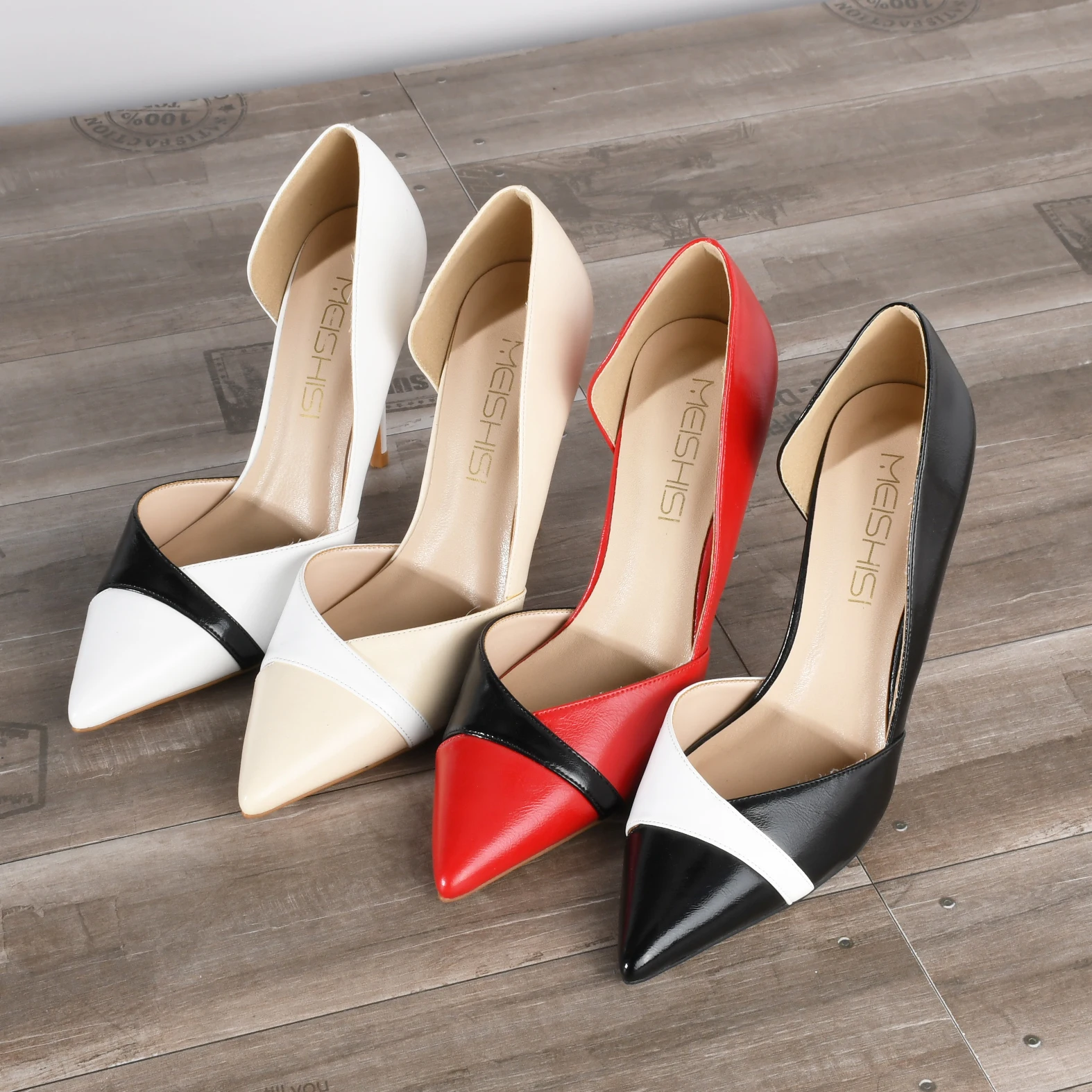 

Goxeou Hot Fashion Women High Heels Pumps Ladies Dress Shoes Stiletto Thin Heel Double Colours Pointed Toe PU Party Wedding Ball