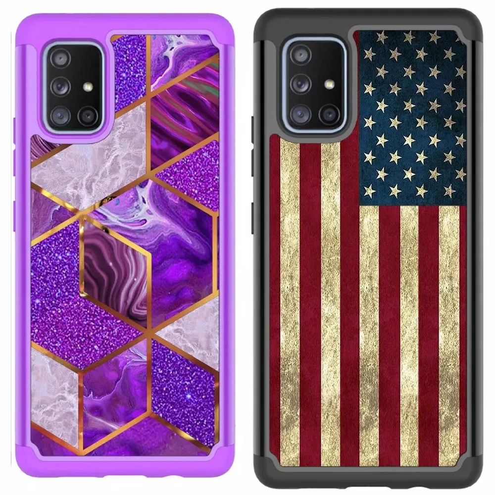 

American Flag Marble Geometric Shockproof Case For Samsung S20 Ultra Note 20 For Iphone 12 Pro Max Hybrid Defender Armor Cover, As picture